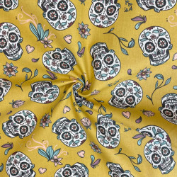 Printed Cotton CALAVERAS Mustard / Eucalyptus